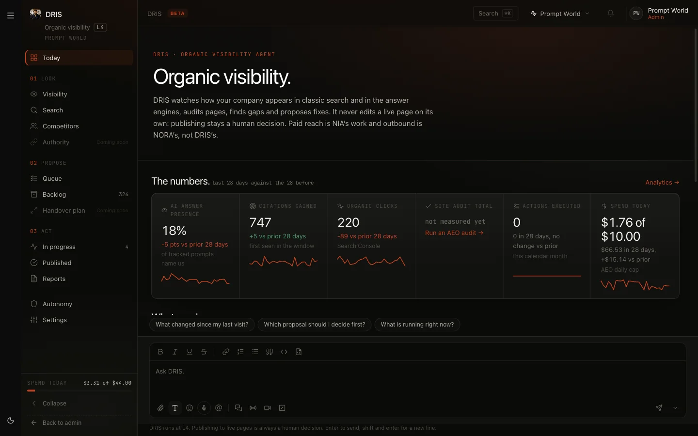 Nagent product view captured 4 October 2026